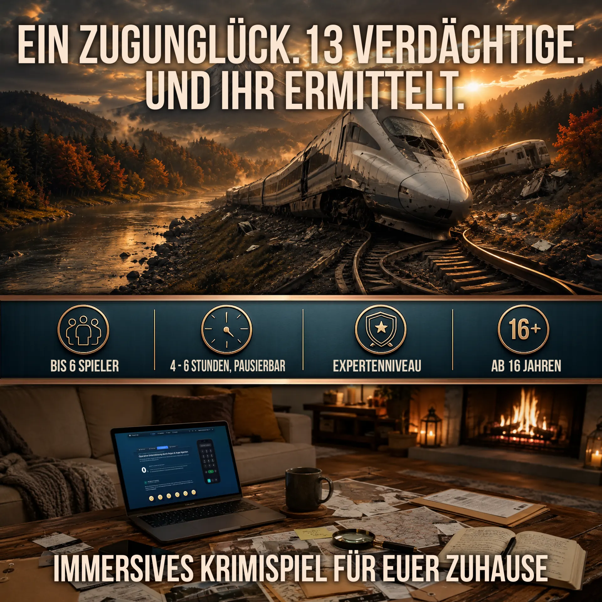 Das Zugunglück ist der Ausgangspunkt eurer Ermittlung.
