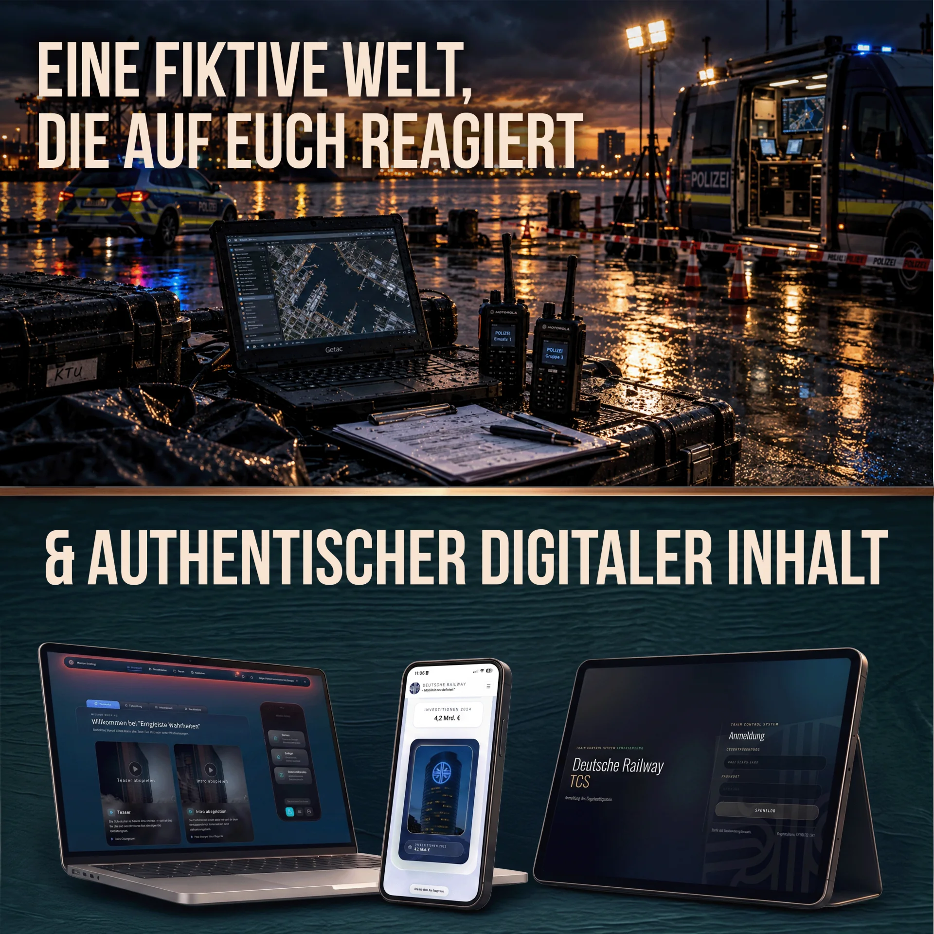 Eine fiktive Welt, die auf euch reagiert, mit authentischen digitalen Inhalten