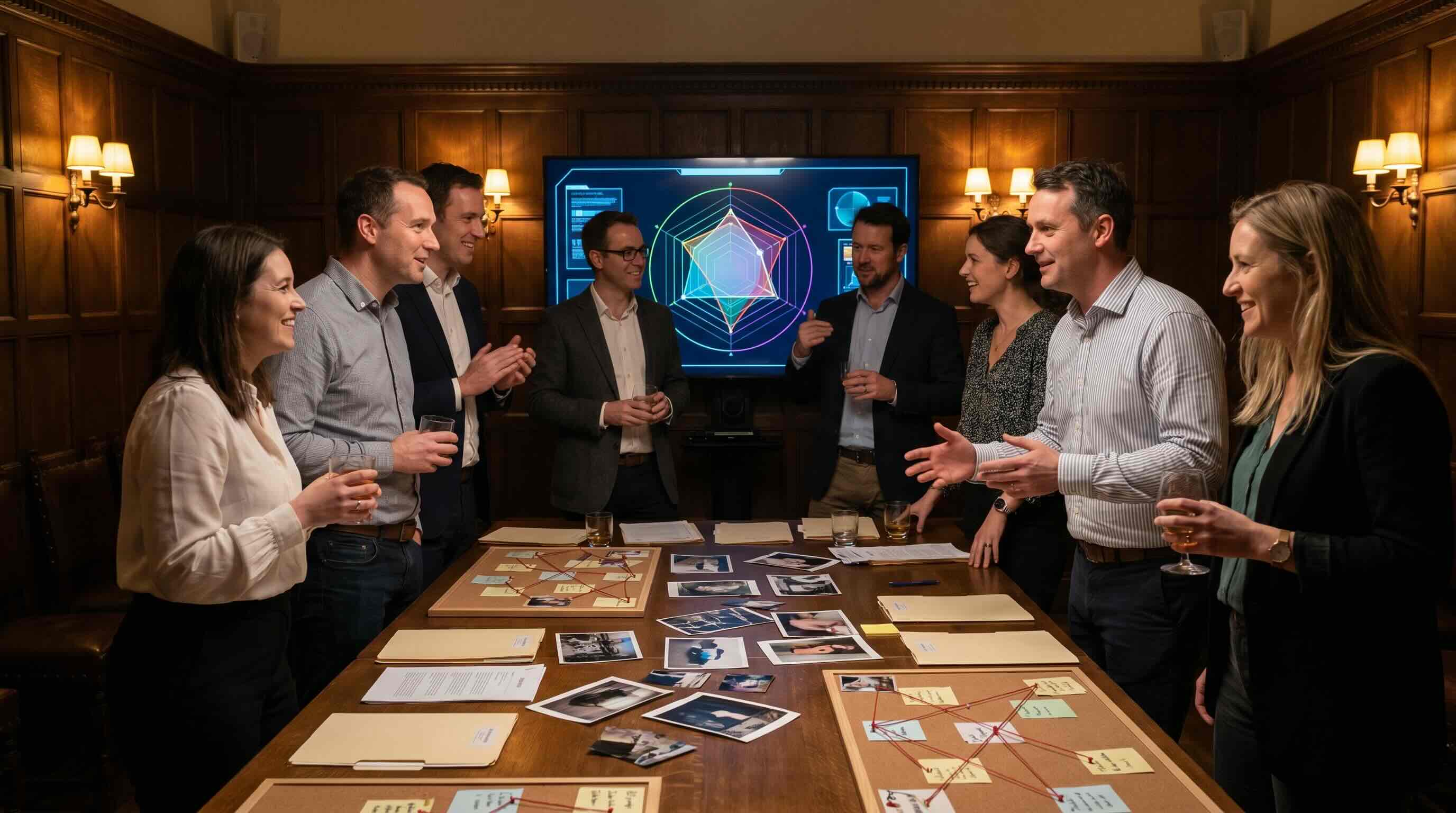 Taskforce-Auswertung beim Krimispiel gegeneinander mit Teamwertung und Finale